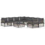 The Living Store Loungeset - Hoekbank - Antraciet - 72x72x66 cm - Weerbestendig - Stalen frame - Comfortabele