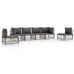 The Living Store Loungeset - Poly Rattan - Antraciet - 72x72x66 cm (BxDxH) - Weerbestendig