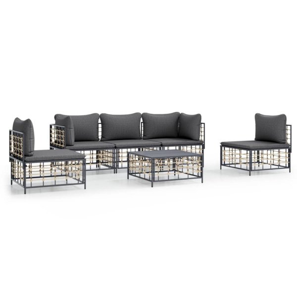 The Living Store loungeset - antraciet - poly rattan - 72 x 72 x 66 cm - weerbestendig