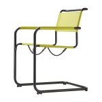 Thonet S34 N All Seasons Armstoel Zitting Lime Frame Zwart Netweave Armleuning