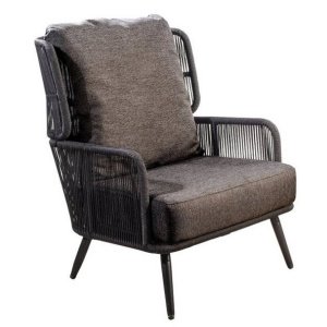 Tsubasa lounge chair alu black/rope black/soil