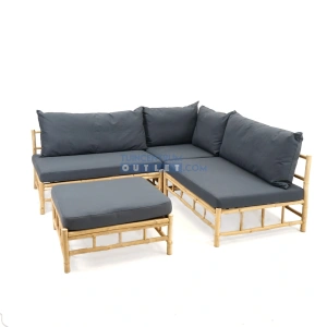 Tuinset Bamboo Chaise Longue Naturel Loungeset Buiten Tuin Vita