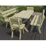 Tuinset eettafel, bank en stoelen ANGEL 120 cm natuurlijke pijnboom