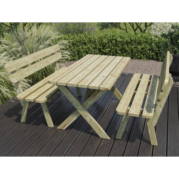 Tuinset eettafel en bank ANGEL 120 cm natuurlijke pijnboom