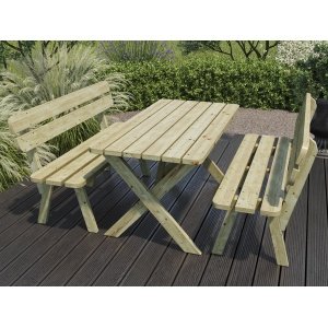 Tuinset eettafel en bank ANGEL 150 cm natuurlijke pijnboom