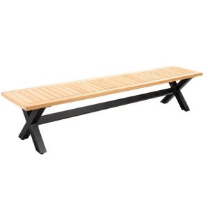 Wakai bench 217x45cm. alu dark grey/teak - Yoi