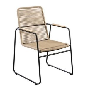 Wasabi stackable dining chair alu black/rope natural - Yoi