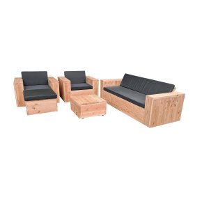 Wood4you - Loungeset 4 douglashout - incl kussens - - hoekbank - water en vuilafstotende kussens - zitbank - tuinbank