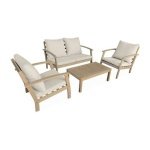 sweeek - Houten loungeset, 4 zitplaatsen