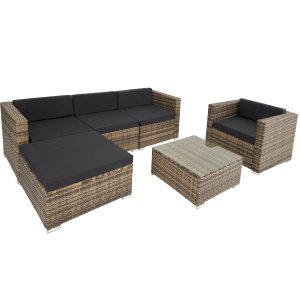 tectake - Zitgroep Milaan - wicker tuinset - loungeset - natuur - 403697