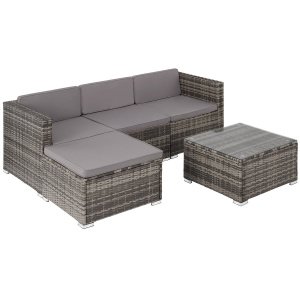 tectake® - Wicker loungeset Lignano - grijs - 404782