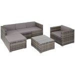 tectake® - Wicker loungeset Lignano met fauteuil - grijs