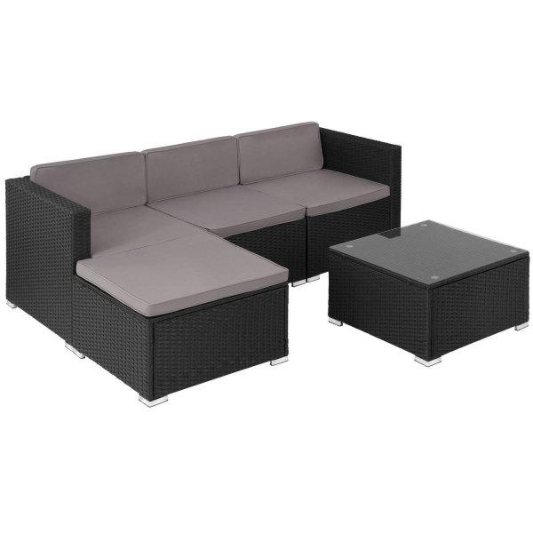 tectake® - Wicker loungeset Lignano - zwart