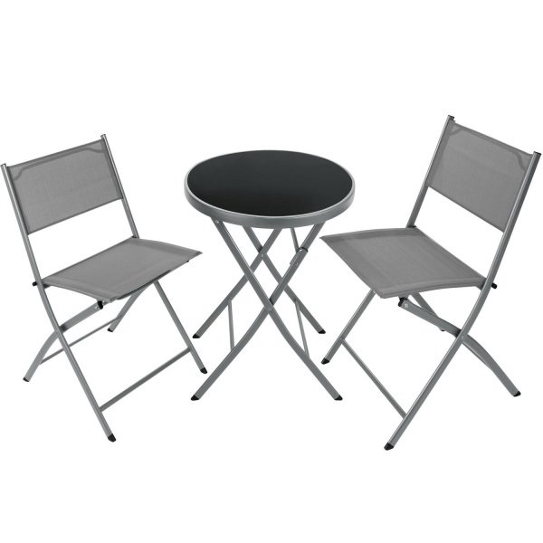 tectake® - tuinset Düsseldorf grijs - bistroset - 403588