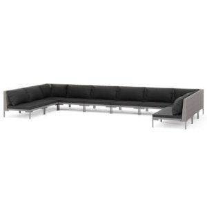 vidaXL 10-delige Loungeset met kussens poly rattan donkergrijs