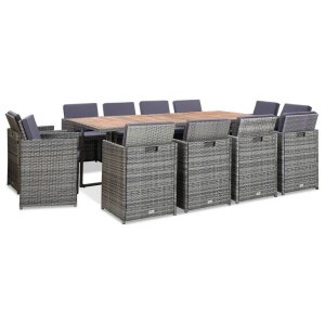 vidaXL 13-delige Tuinset met kussens poly rattan antracietkleurig