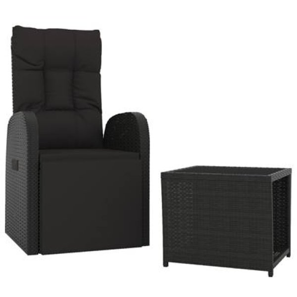 vidaXL 2-delige Loungeset poly rattan en staal zwart