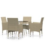 vidaXL 5-delige Tuinset poly rattan beige