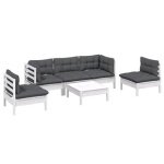 vidaXL 6-delige Loungeset met kussens massief grenenhout