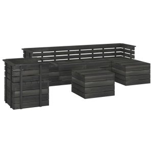 vidaXL 7-delige Loungeset pallet massief grenenhout donkergrijs