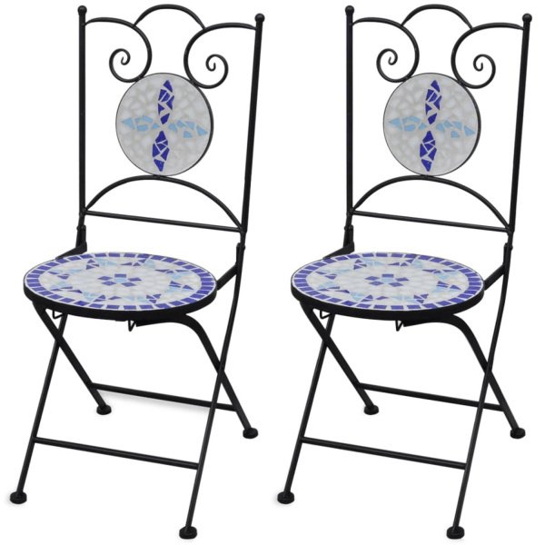 vidaXL Bistrostoelen inklapbaar 2 st keramiek blauw en wit