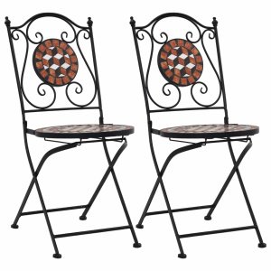 vidaXL Bistrostoelen mozaïek 2 st keramiek bruin