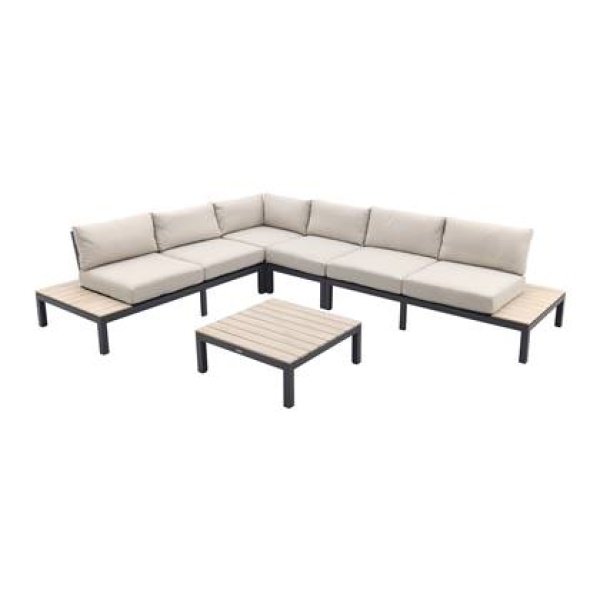 Garden Impressions Nicolle loungeset - Carbon black - Zand - 6-delig