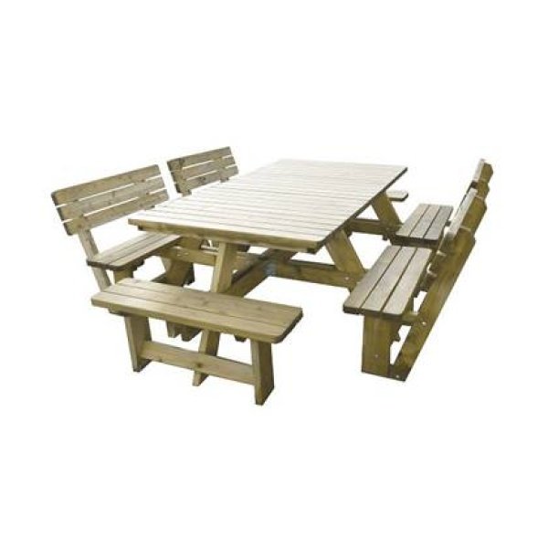 MaximaVida Tallinn 300 cm picknicktafel met 4 rugleuningen