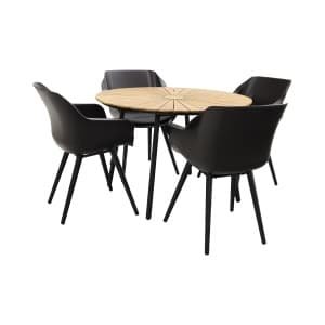 Hartman Sophie Studio Black/Dave teak 110 cm. tuinset - 5-delig