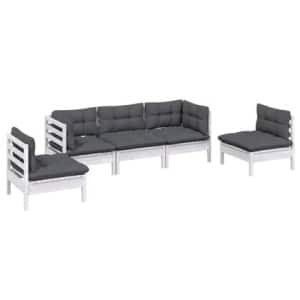 vidaXL 5-delige Loungeset met kussens massief grenenhout