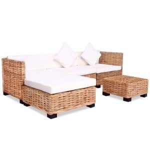 vidaXL Loungeset natuurlijk rattan 14-delig-VXL-244626