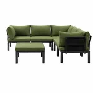 Le Sud modulaire loungeset Ardeche V2 - groen - 6-delig - Leen Bakker