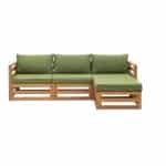 Loungeset Clermont Brest - FSC-hout - donkergroene kussens - 4-delig - Leen Bakker