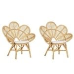 Beliani - FLORENTINE - Fauteuil - Set van 2 - Natuurlijk - Rotan