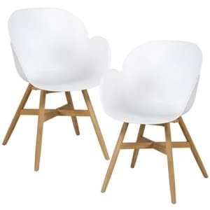 Exotan Tulip Tuin Fauteuil - Teak|Propyleen - Wit - Set van 2