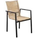 Ishi stackable dining chair alu black/rope natural - Yoi