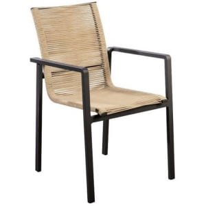 Ishi stackable dining chair alu black/rope natural - Yoi