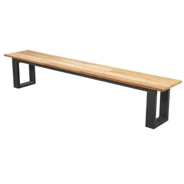 Kaihou bench 240x45cm. alu black/teak - Yoi