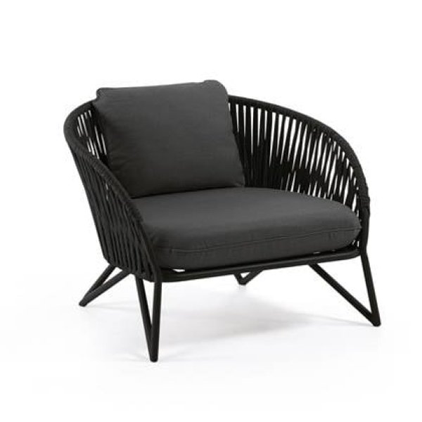 Kave Home - Branzie zwarte fauteuil van touw