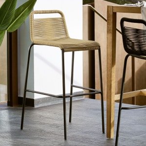 Kave Home Outdoor Barkruk 'Lambton' kleur Beige (zithoogte 74cm)