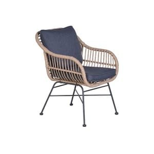 Margriet dining fauteuil natural rotan/ reflex black - Garden impressions