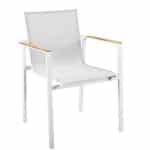 Mizu stackable dining chair alu white/grey textilene - Yoi