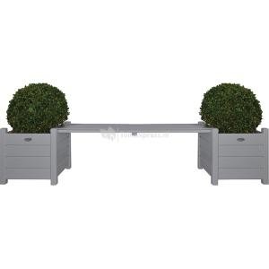 Tuinbank met bloembakken grijs