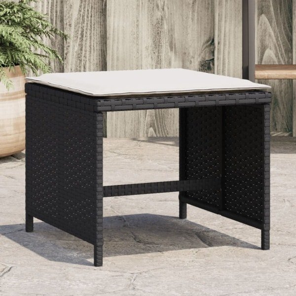 Tuinkrukken 4 st met kussens 40x40x35 cm poly rattan zwart