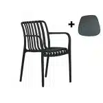 Vita Porto stapelstoel zwart incl. zitkussen