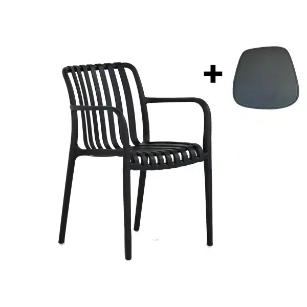 Vita Porto stapelstoel zwart incl. zitkussen