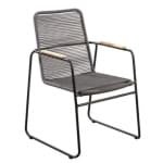 Wasabi stackable dining chair alu black/rope dark grey - Yoi