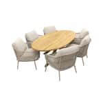 4SO Sardinia/Prado low dining tuinset 240x115 cm. (7-delig) - Latte/Teak