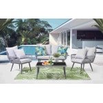 Artistiq Loungeset Camile 2 stoelen + bank + tafel, Polyrotan - Grijs