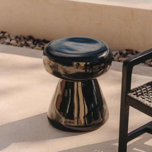 Kave Home Ronde Bijzettafel Manya Keramiek, 38cm - Zwart